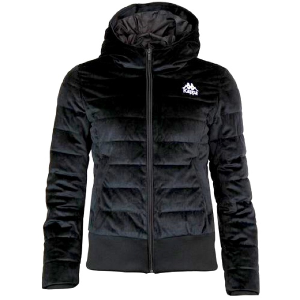 KAPPA Black Velvet Coat, Velvet Puffers Jacket, Puffer Coat